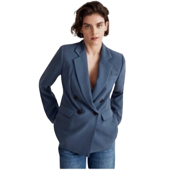 Madewell Rosedale Blazer Crepe Nighttime Blue Double Breasted 2023 Size 8 - Picture 5 of 11